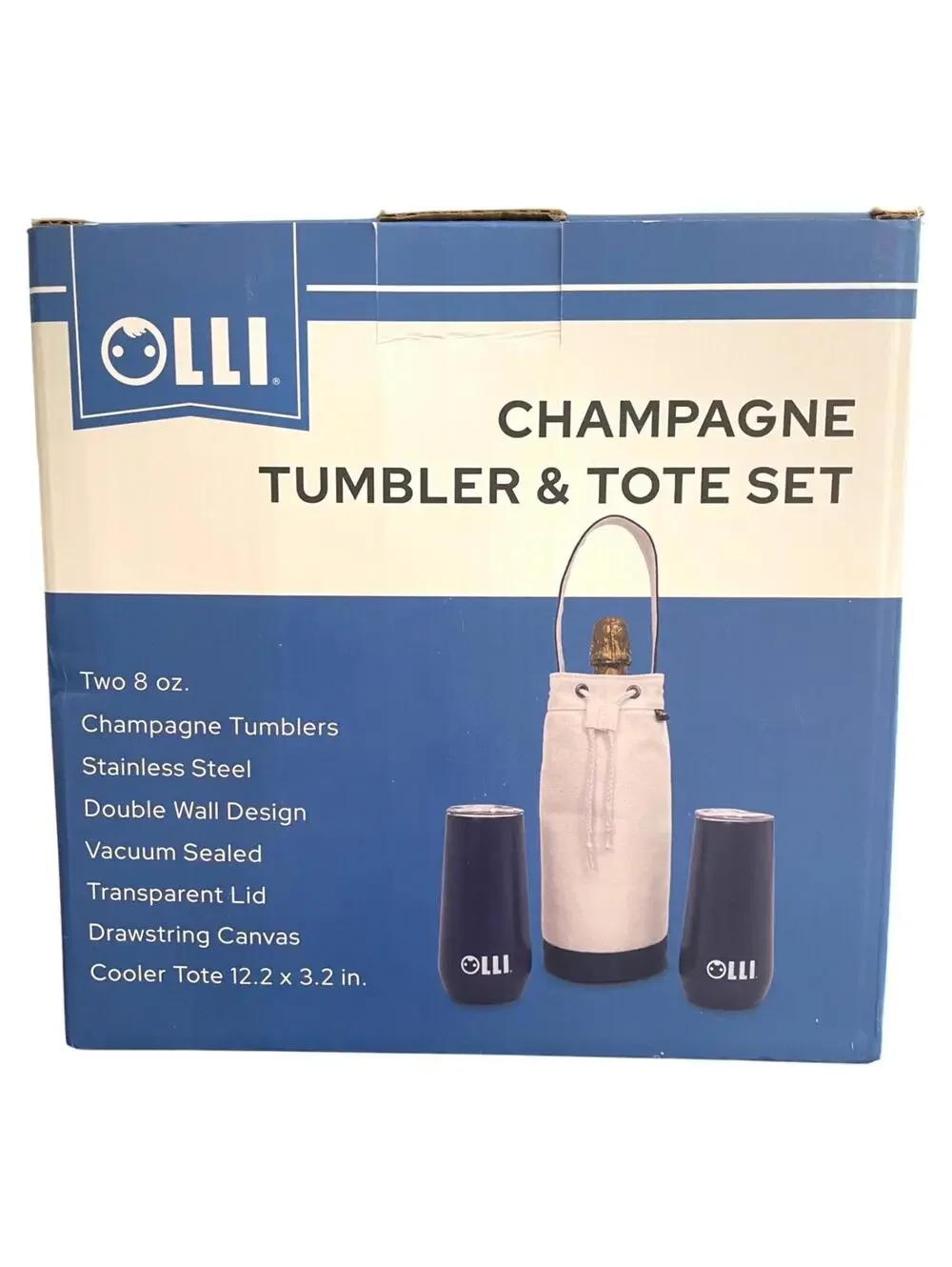 Olli Champagne Tumbler & Tote Set Portable Carrier NIB
